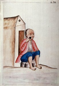 Daily life and customs of Peru: Indian shaving his beard on his doorstep, from the book Trujillo del Peru by Baltasar Martinez Companon y Bajanda, bishop of Trujillo (1782-1785) by Unknown artist
