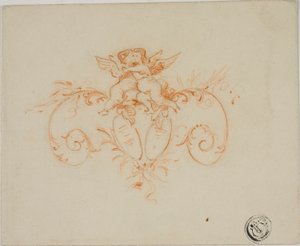 Decorative Scrolls with Two Amoretti by Unknown artist