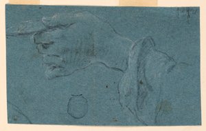 Drawing: Study of a Left Hand Holding a Small Disk by Unknown artist