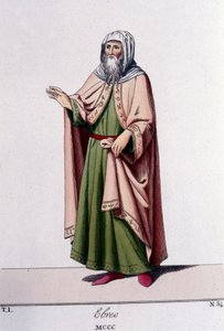Engraving of the 19th Century Depicting a Jew Around 1300