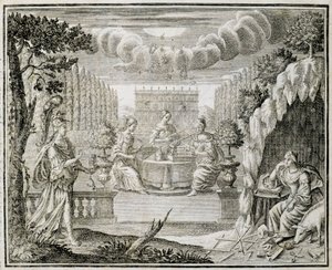 Engraving Representing Women Working on a Loom. Early 18th Century by Unknown artist