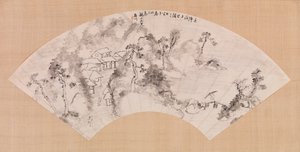 Fan - Landscape with Horse and Bridge by Unknown artist