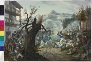 Fight between Bavarian soldiers and Tyrolese peasants by Unknown artist
