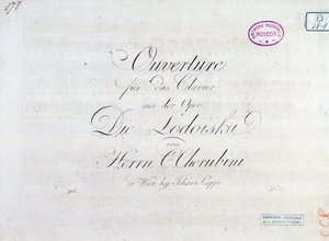 First page of musical score of ouverture for pianoforte from the 