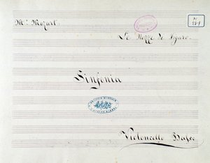 First page of score for the cello in Le nozze di Figaro, opera by Mozart