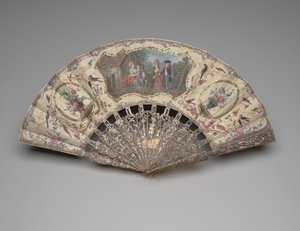 Folding fan with a scene of a visit to the wetnurse, c.1780 by Unknown artist