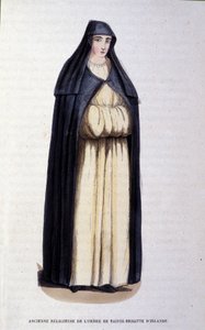 Former nun of the Order of St. Brigitte of Ireland. Engraving from an album on religious orders, Paris