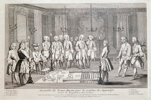 Freemasonry: Assembly of Francs Macons for the admission of apprentices. Ceremony for the entry of the recipient into the lodge by Unknown artist