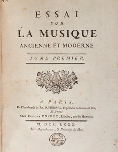 Frontispiece of Essay sur la musique ancienne et moderne by Jean Benjamin de Laborde (Jean-Benjamin de La Borde) by Unknown artist