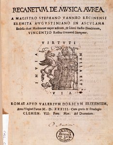 Frontispiece of Recanetum de musica aurea by Stephanus Aureus by Unknown artist