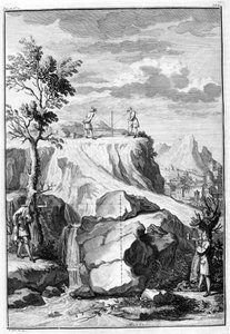Geometrists measuring - engraving from “De Architectura Libri X” by Leon Battista Alberti, printed in London at Th. Edlin in 1739
