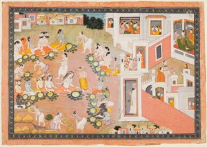 Gods, Rishis, and Demons at the Feast of Rama’s Birth, from a Ramayana