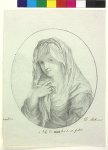 Half length of a young woman with sheet around the head Lady with veil vestal virgin