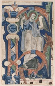 Historiated Initial (P) Excised from a Choral Book: St. Michael and the Dragon