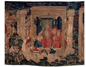 History of Saint Piat and Saint Eleuthère, Scene 9 Saint-Éleuthère is confirmed as the bishop of Tournai.