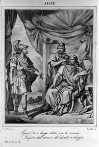 Illustration for Scene 9 of Act II of Ajax (Aiace) by Italian poet and playwright Ugo Foscolo (1778-1827) 19th century by Unknown artist