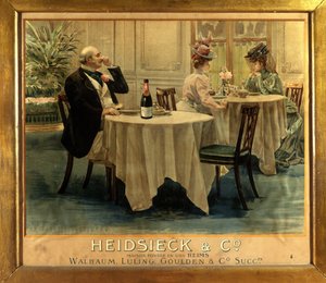 In a Restaurant - Advertising Poster for Champagne Heidsieck, Late 19th Century by Unknown artist