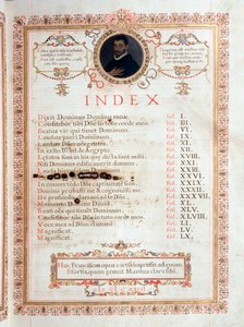 Index Page with Portrait of Giovanni Giacomo Gastoldi
