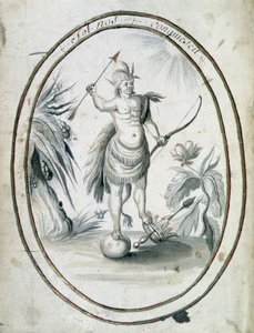Indian of Canada with His Bow and Arrows - Frontispiece of Manuscript 