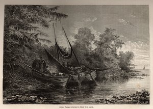 Indians Tapuyas (Brazil) Stuck on Their Boats, Waiting for the Return of the Tide