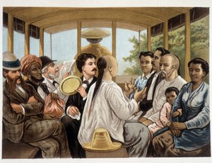 Indonesians and West in an Indonesian bus - Het kamerlind van Berkentstein in Nederlandsch-Indie by MTH Perelaer - Leiden - AW Sijjhoff teekeningen door JC Rappard - Batavia dans un transport de eerste avond aan wal by Unknown artist