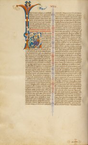 Initial H: Moses Striking Water from the Rock and an Israelite Drawing Water