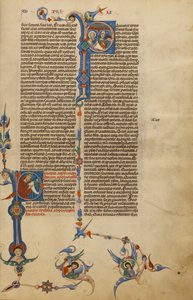 Initial P: Saint Paul; Initial P: A Bishop Giving a Letter to a Messenger