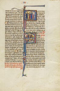Initial S: An Attorney Standing before a Group of Men; Initial S: An Attorney with Clients before a Judge and A Judge, Attorney, and Clients at a Man