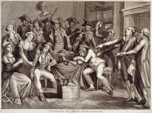 Interior of the Revolutionary Committee. Engraving of the 18th century. Paris, Musee Carnavalet