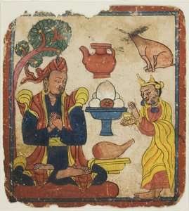 King Mangkur Nourished by Queen Devika, from a Set of Initiation Cards by Unknown artist