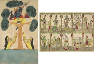 Krishna Steals the Clothes of the Cowgirls (recto); Das Avataras, Ten Incarnations of Vishnu (verso) by Unknown artist