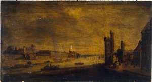 Hôtel de Nevers, the Tower of Nesle, the Grande Galerie and the Louvre, seen from the Pont-Neuf, circa 1640