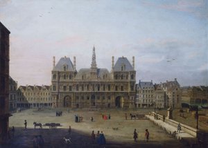 Hôtel de Ville and Place de Grève, circa 1720, present-day 4th arrondissement, between 1715 and 1725