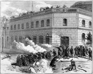 The Paris Commune in 1871. Defense of the Elysee Palace by the Federates