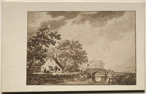 Landscape with Cottage and Bridge by Unknown artist