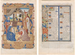 Leaf from a Book of Hours: Adoration of the Magi (recto) and Text with Illustrated Border (verso) (3 of 3 Excised Leaves) by Unknown artist
