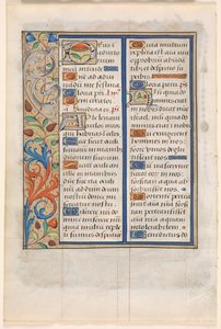 Leaf from a Book of Hours: Text with Illustrated Border (verso) by Unknown artist