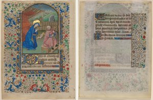 Leaf from a Book of Hours: The Nativity (recto) and Text (verso) by Unknown artist
