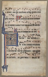 Leaf from a Choral Book: Annunciation to Zaccharias by Unknown artist
