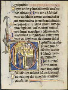 Leaf from a Psalter: Initial D: David in Prayer before an Altar and Christ in a Cloud (2 of 2 Excised Leaves) by Unknown artist