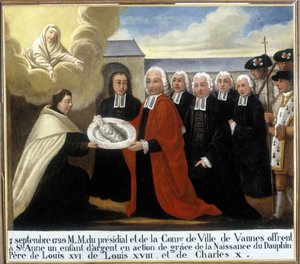 MM du Presidial et de la Commune de Vannes Offer Saint Anne a Silver Child in Thanksgiving from the Birth of the Dolphin Louis de France
