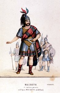 Macbeth character in a warrior costume in the opera of the same name by Giuseppe Verdi (1813 - 1901) after the work of William Shakespeare. 1847.