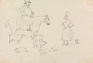 Man on Horse, with Pigs