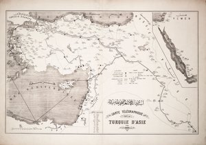 Map of Turkey showing telegraph cables and stations by Unknown artist