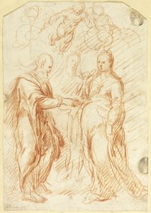 Marriage of the Virgin (recto); Sketches of Lower Half of Face in Profile (verso) by Unknown artist