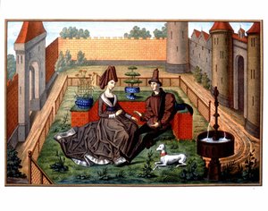 Maulgis and the beautiful Oriande (courteous love scene), Middle Ages by Unknown artist