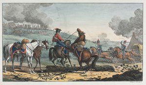 Mounted Artilleryman Leading Three Horses