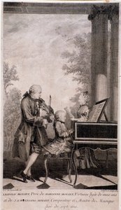 Mozart family on tour (engraving, after 1777)