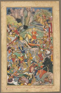 Mughal ruler Humayun defeating the Afghans before reconquering India, folio from an Akbar-nama (Book of Akbar) of Abu’l Fazl (Indian, 1551–1602) by Unknown artist
