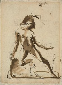 Mythological Figure: Achilles with Lionskin; Sketches of Figures by Unknown artist